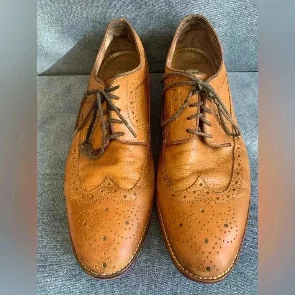 Men’s Johnston & Murphy Brown Leather Lace Up Cap Toe Oxford Dress Shoes Size 10